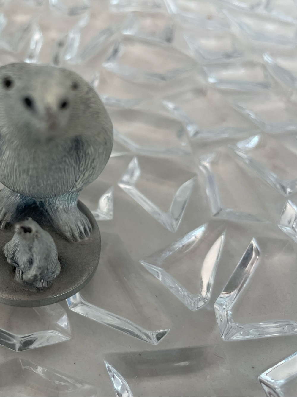 Vintage Pewter Polar Bear& Cub Figurine 1981